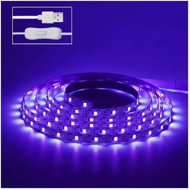 Main image of 6.6FT/2M LED Black Light Strip - 120 Units LED UV Wick 395-400nm, USB DC 5V Flexible Blacklight Fixtures, 10W Blacklight Strip for Indoor Decor, Glow Poster, Bedroom, Playroom, Halloween, Dark Party