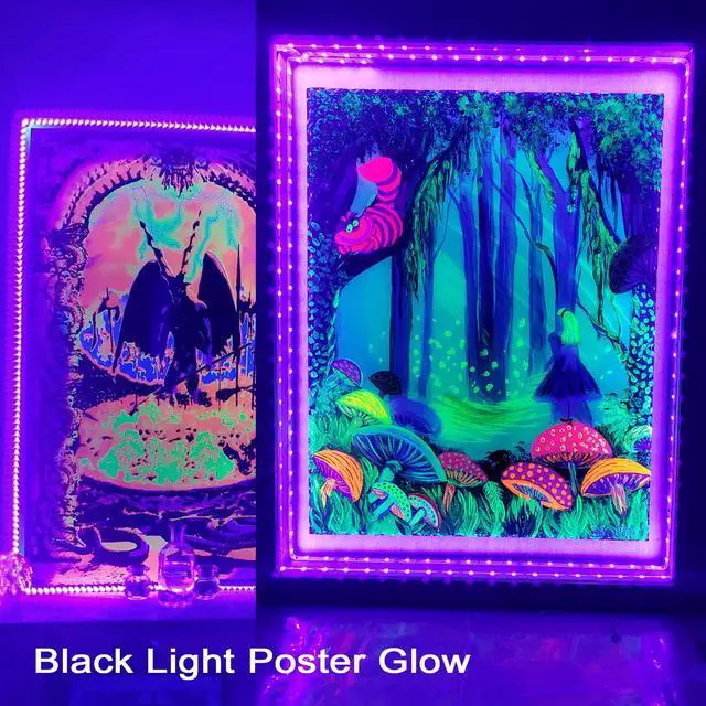 Alt view image 2 of 7 - 6.6FT/2M LED Black Light Strip - 120 Units LED UV Wick 395-400nm, USB DC 5V Flexible Blacklight Fixtures, 10W Blacklight Strip for Indoor Decor, Glow Poster, Bedroom, Playroom, Halloween, Dark Party
