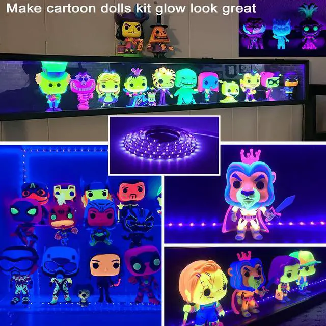 Alt view image 5 of 7 - 6.6FT/2M LED Black Light Strip - 120 Units LED UV Wick 395-400nm, USB DC 5V Flexible Blacklight Fixtures, 10W Blacklight Strip for Indoor Decor, Glow Poster, Bedroom, Playroom, Halloween, Dark Party