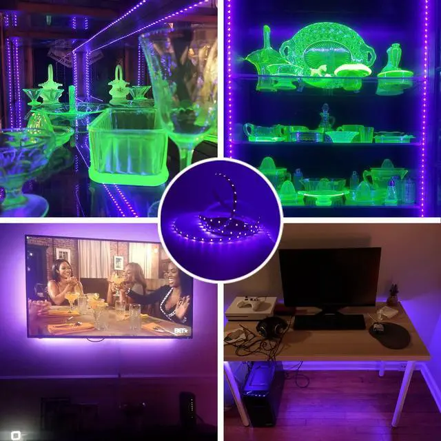 Alt view image 6 of 7 - 6.6FT/2M LED Black Light Strip - 120 Units LED UV Wick 395-400nm, USB DC 5V Flexible Blacklight Fixtures, 10W Blacklight Strip for Indoor Decor, Glow Poster, Bedroom, Playroom, Halloween, Dark Party