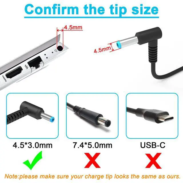 Alt view image 2 of 7 - 90W 65W Blue Tip HP AC Adapter Laptop Charger for hp 90w Smart ac Adapter 741727-001 H6Y89AA 710412-001 H6Y88AA PPP009D 740015-003 H6Y90AA 740015-002 740015-001 PPP012D-S PPP009A PPP009C 710413-001