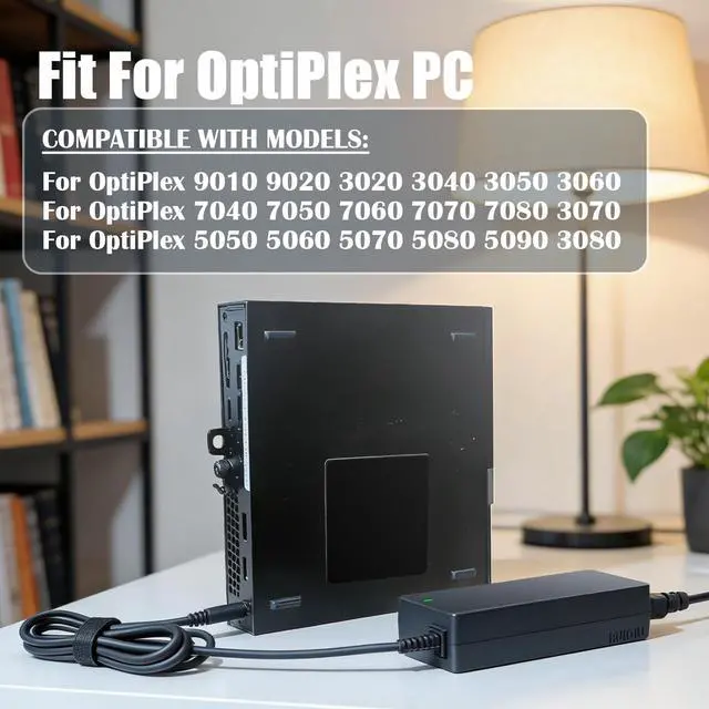 Alt view image 2 of 7 - 90W Charger Compatible with Dell Optiplex Power Cord 3060 7050 7090 3080 PC
