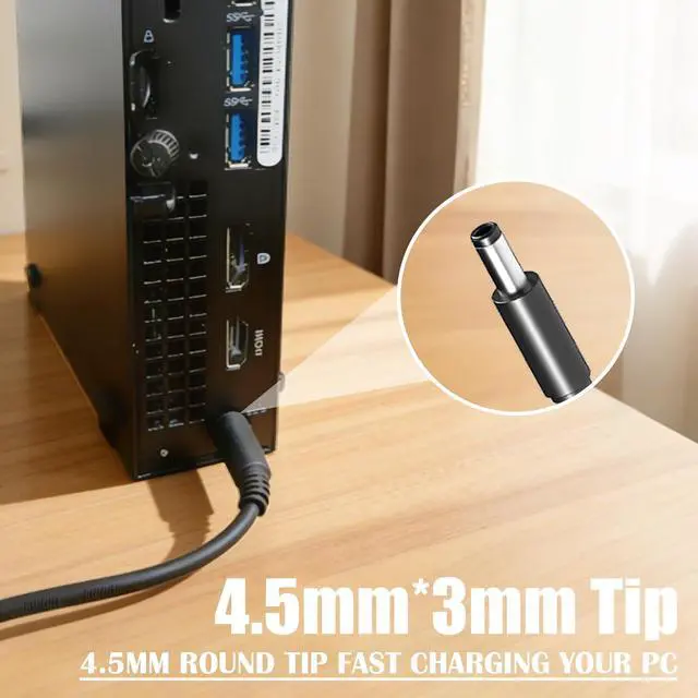 Alt view image 3 of 7 - 90W Charger Compatible with Dell Optiplex Power Cord 3060 7050 7090 3080 PC
