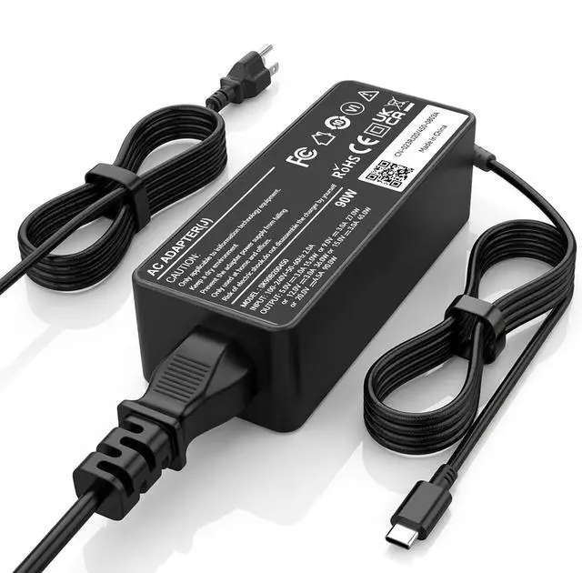 Main image of 90W USB C Laptop Charger Compatible with Lenovo Thinkpad/Yoga, Dell Chromebook/Latitude/XPS, HP, Asus, Samsung, Acer, Google Type C Laptop Power Supply Cord
