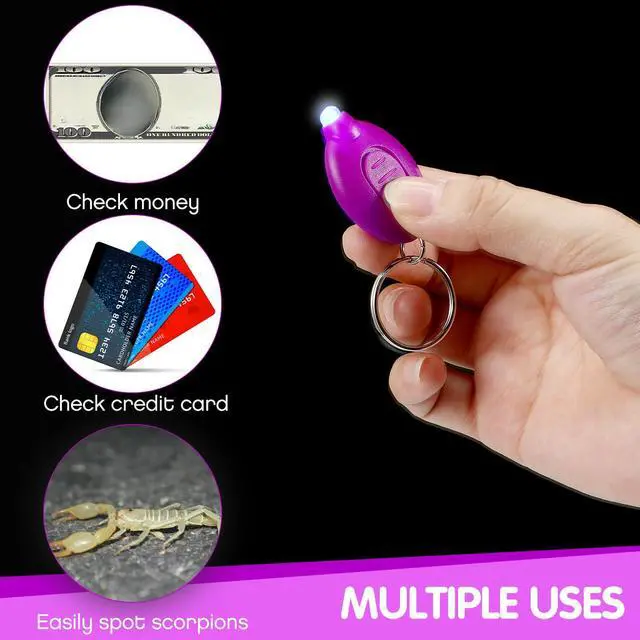 Alt view image 4 of 7 - 20 Pack Mini UV LED Keychain Flashlight, 395nm UV Key Ring Light Torch