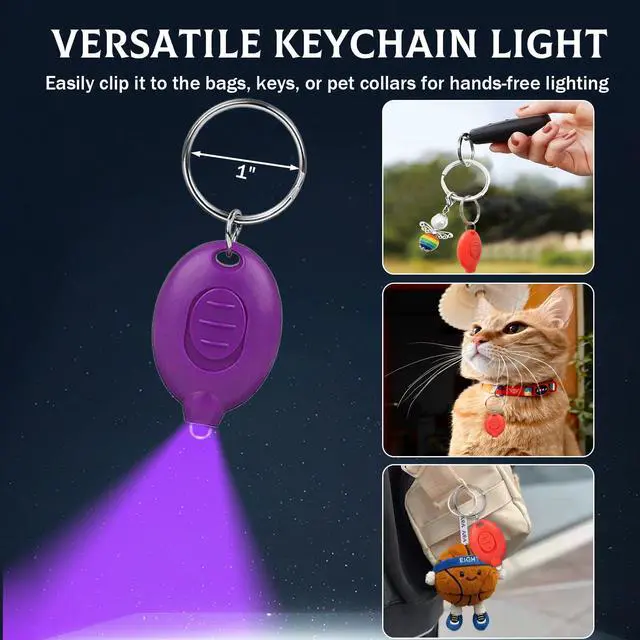 Alt view image 5 of 7 - 16Pcs Mini UV Keychain Flashlight Ultra Bright Small Keychain Light