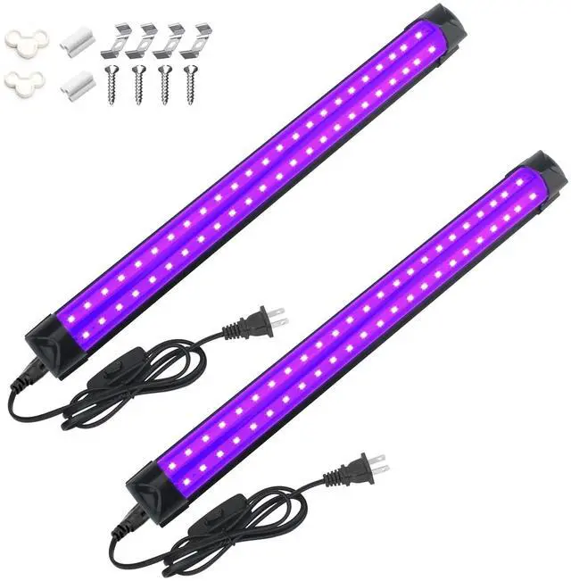 Main image of 2 Packs 10W 1Ft Linkable UV-A Black Light Bars with 59in Plug+Switch