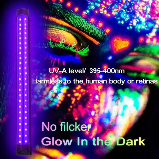 Alt view image 3 of 7 - 2 Packs 10W 1Ft Linkable UV-A Black Light Bars with 59in Plug+Switch