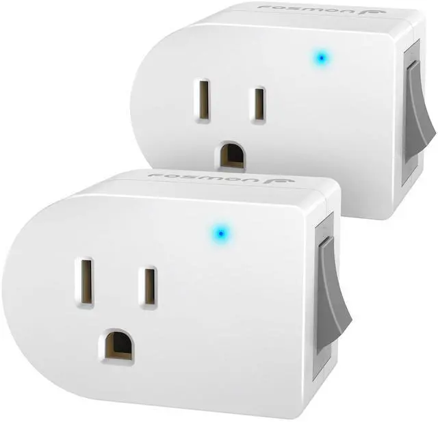 Main image of Grounded Outlet with ON/Off Switch (2 Pack), 3 Prong Electrical Plug Outlet Extender Switch, 245J Single Port Power Adapter Surge Protector, 15A Circuit Breaker, White, ETL Listed