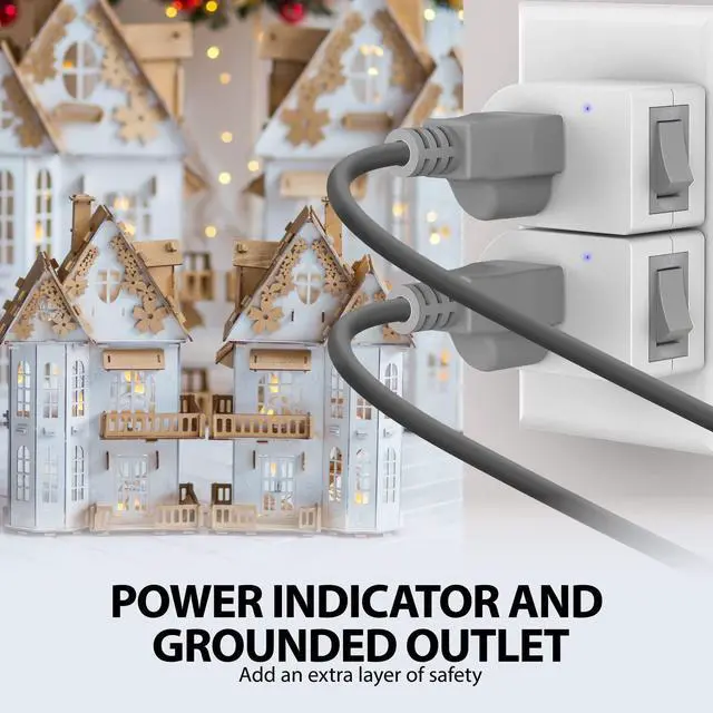 Alt view image 5 of 7 - Grounded Outlet with ON/Off Switch (2 Pack), 3 Prong Electrical Plug Outlet Extender Switch, 245J Single Port Power Adapter Surge Protector, 15A Circuit Breaker, White, ETL Listed