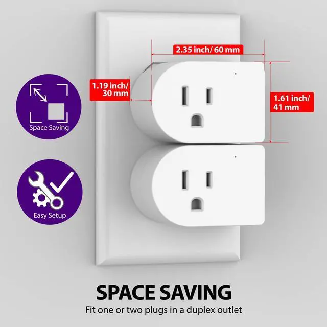 Alt view image 6 of 7 - Grounded Outlet with ON/Off Switch (2 Pack), 3 Prong Electrical Plug Outlet Extender Switch, 245J Single Port Power Adapter Surge Protector, 15A Circuit Breaker, White, ETL Listed
