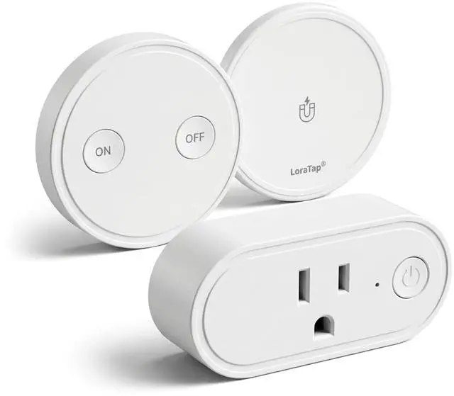 Main image of Wireless Outlet - Ergonomic Round Remote (Comfort Grip!) + Magnetic Wall Base - Stick & Grab, No Wall Damage - 15A/1875W 100ft Range - Control for Hard-to-Reach Sockets, No More Bending