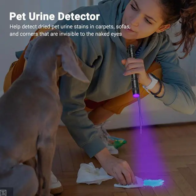 Alt view image 3 of 7 - UV Black Light Flashlight Mini, 395nm Pen Light with Clip, Ultraviolet Blacklight for Pet Urine Detection, Waterproof Detector Light for Dry Stains, Bed Bug, Scorpion, Hotel Inspection