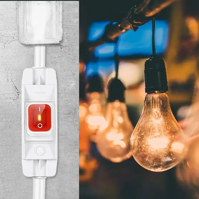 Alt view image 4 of 7 - Outdoor Waterproof On/Off Switch Extension Cord (White,1.5 Ft)