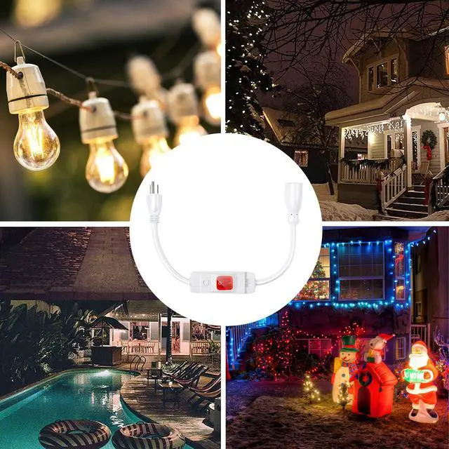 Alt view image 5 of 7 - Outdoor Waterproof On/Off Switch Extension Cord (White,1.5 Ft)