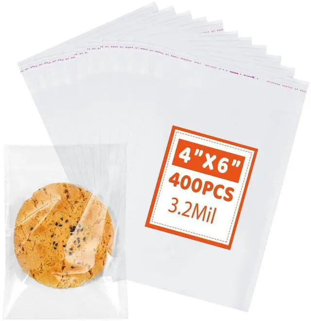 Main image of 4"x6" 3.2Mil Self Sealing Cellophane Bags 400Pcs Clear Cookies Bags