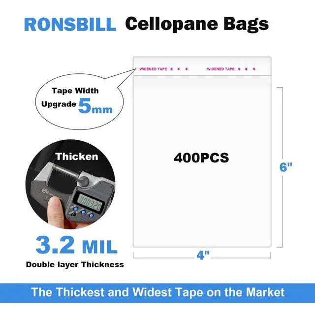 Alt view image 2 of 7 - 4"x6" 3.2Mil Self Sealing Cellophane Bags 400Pcs Clear Cookies Bags
