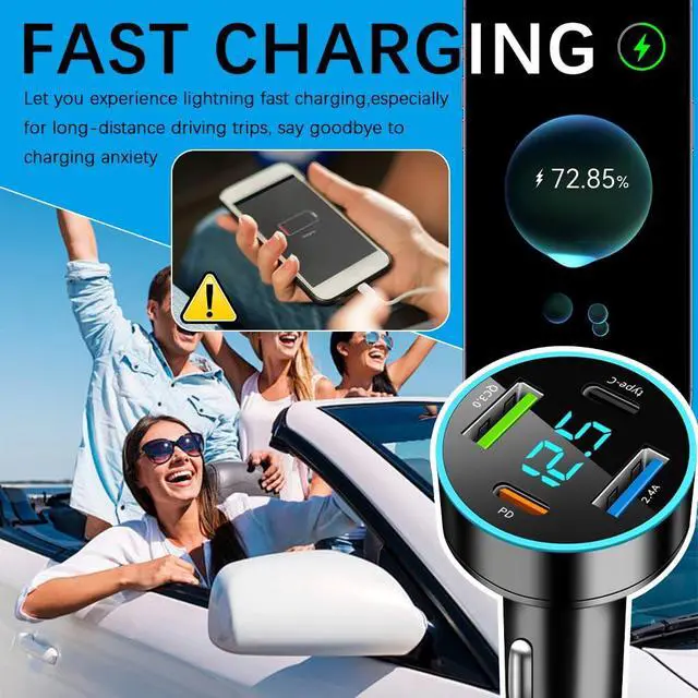 Alt view image 5 of 7 - 4 Port Fast Charging Cigarette Lighter USB Charger with Voltmeter,12-24V Fast Car Charger Port QC3.0/Type-C/PD/2.4A,12V USB Chargers Car Lighter USBs Adapter Compatible with iPhone