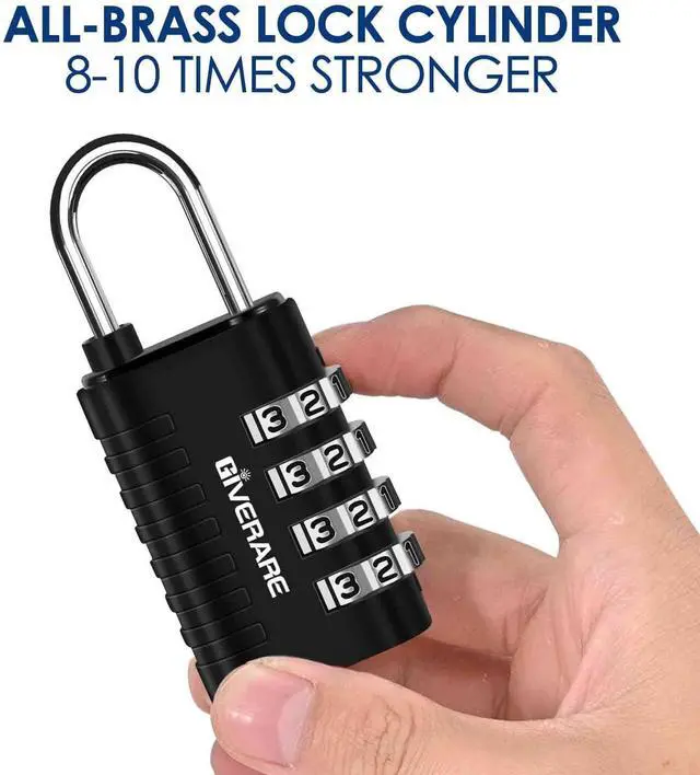Alt view image 6 of 7 - 4 Pack Combination Lock, 4-Digit Padlock Keyless, Resettable Metal Luggage Locks, Weatherproof Alloy Travel Lock for Backpack, Gym, School, Locker, Fence, Gate, Hasp, Case, Black Silver-by GIVERARE