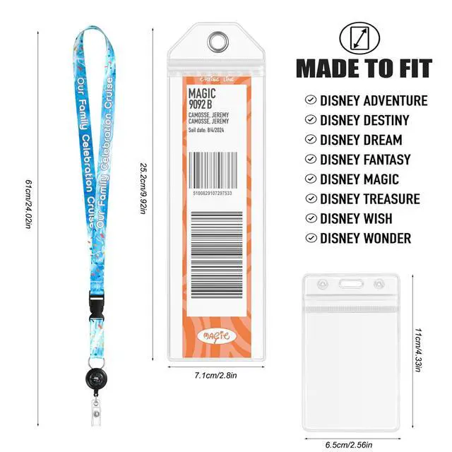 Alt view image 2 of 7 - 4 Family Celebration Cruise Lanyards + 8 Luggage Tag Holders for Disney Cruise Sea Pass Card ID Cover