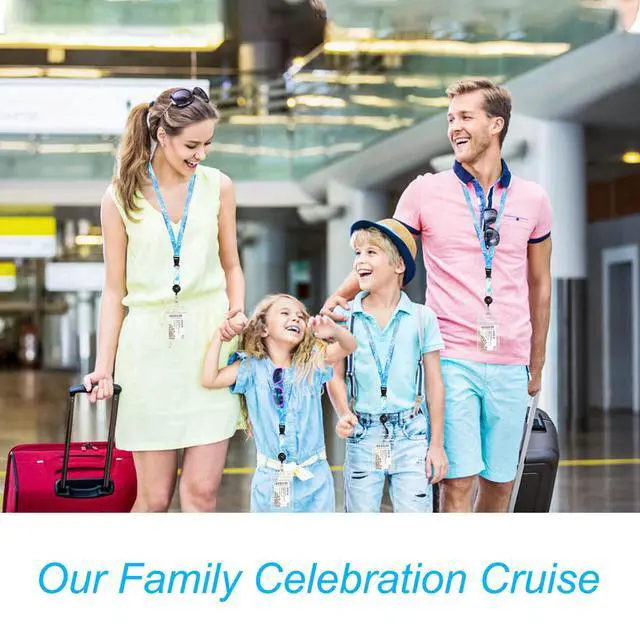 Alt view image 5 of 7 - 4 Family Celebration Cruise Lanyards + 8 Luggage Tag Holders for Disney Cruise Sea Pass Card ID Cover
