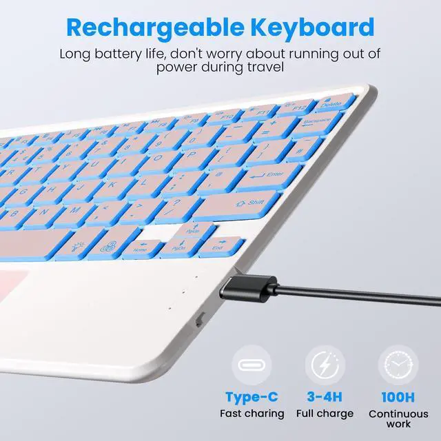 Alt view image 6 of 7 - Backlit Touchpad Keyboard Case for Samsung Galaxy Tab 11inch A11 Plus & A9 Plus, Wireless Bluetooth Keyboard, Smart Trackpad for Galaxy A9 +/A11+ Tablet Case with Keyboard and Pencil Holder,PK