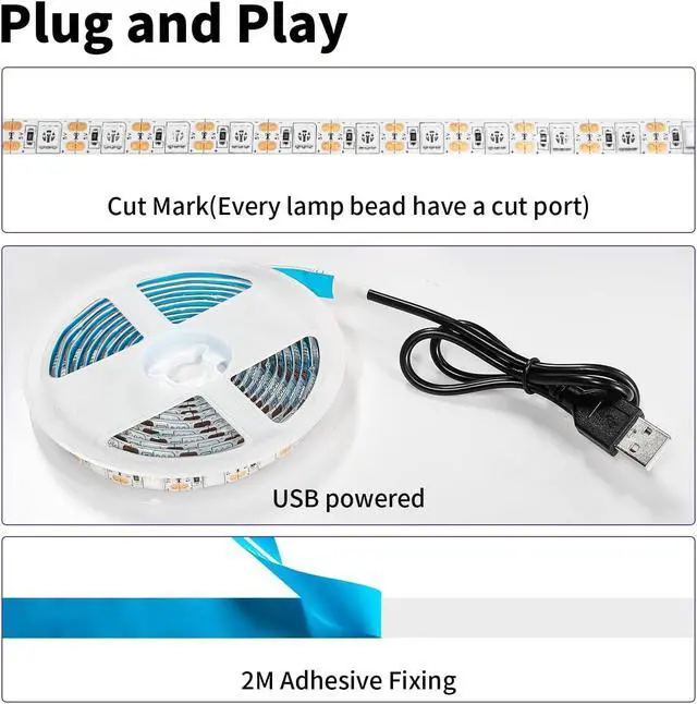 Alt view image 7 of 7 - UV Black Led Strip Lights 6.56FT 395nm-405nm 5V USB Waterproof