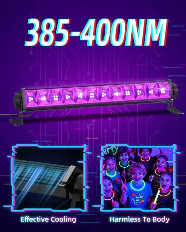 Alt view image 5 of 7 - 40W LED Black Light Bar, Black Lights with Switch+6ft Cord, 1 Pack
