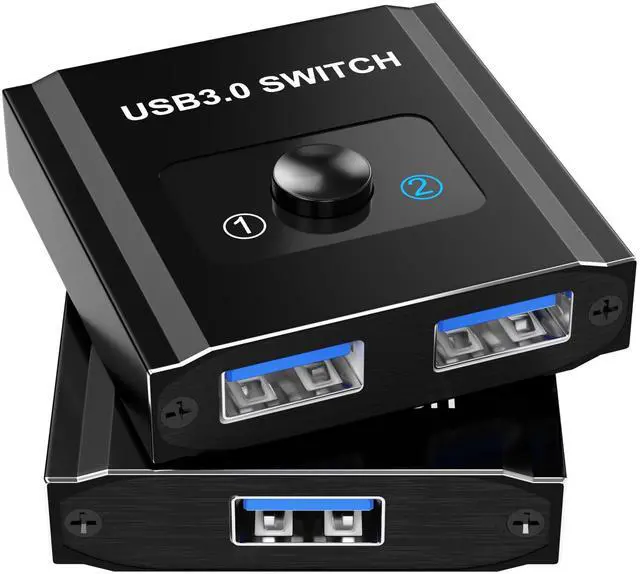 Main image of USB Switch, Bi-Directional USB3.0 Switcher 2 Computers Share Keyboard Mouse Printer, USB Splitter 1 in 2 Out/2 in 1 Out, USB-A Splitter for Laptop, Aluminum Selector, Keyboard Mouse Switch