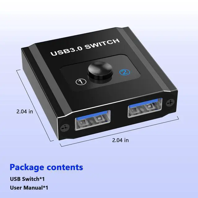 Alt view image 7 of 7 - USB Switch, Bi-Directional USB3.0 Switcher 2 Computers Share Keyboard Mouse Printer, USB Splitter 1 in 2 Out/2 in 1 Out, USB-A Splitter for Laptop, Aluminum Selector, Keyboard Mouse Switch