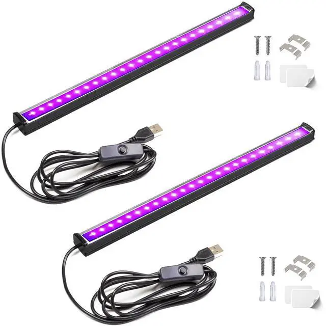 Main image of Black Light Bar, 1ft USB-Powered, for Halloween Decoration, 2 Pack