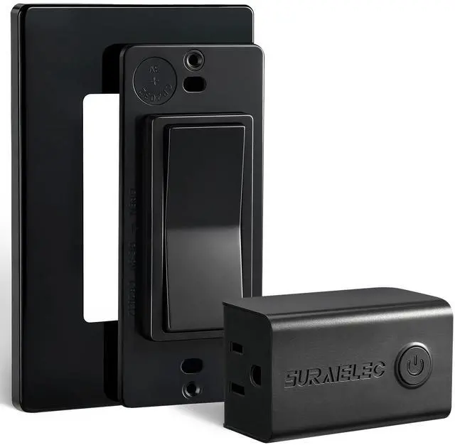 Main image of 15 AMP Remote Control Outlet, Wireless Light Switch, Black