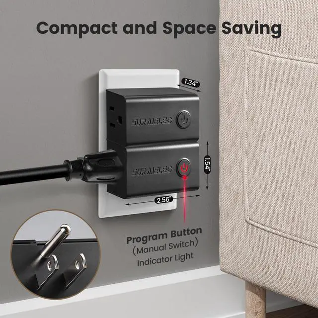 Alt view image 3 of 7 - 15 AMP Remote Control Outlet, Wireless Light Switch, Black