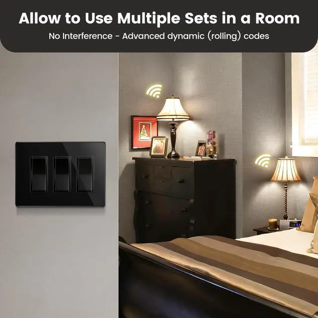 Alt view image 6 of 7 - 15 AMP Remote Control Outlet, Wireless Light Switch, Black