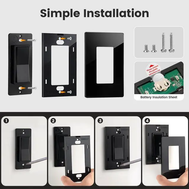 Alt view image 7 of 7 - 15 AMP Remote Control Outlet, Wireless Light Switch, Black