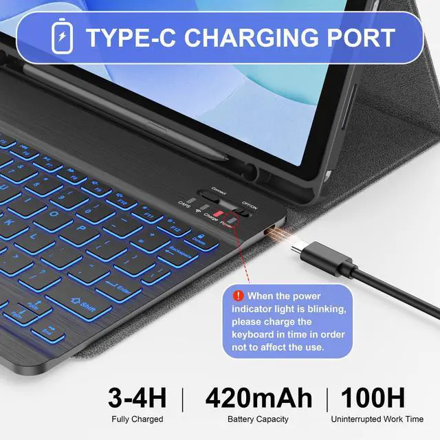Alt view image 7 of 7 - Keyboard Case for Samsung Galaxy Tab A11 Plus 11" 2025, Ebony