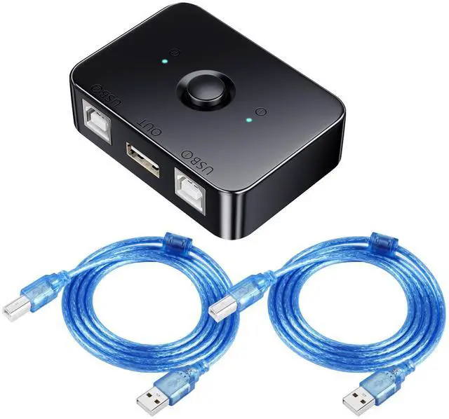 Main image of USB2.0 Printer Sharer Switcher 2 Port USB B Print Selector Switch Adapter, 2 Computer Share 1 Printer Manual Switcher, with LED Light, Including 2 * 1.5m Print Cable