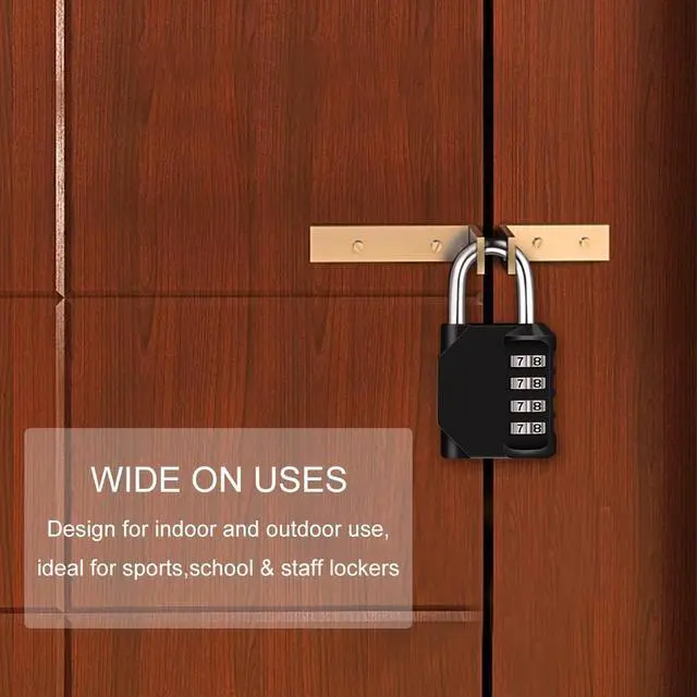 Alt view image 7 of 7 - 4 Resettable Combination Padlock, Diyife Weatherproof Locker Lock