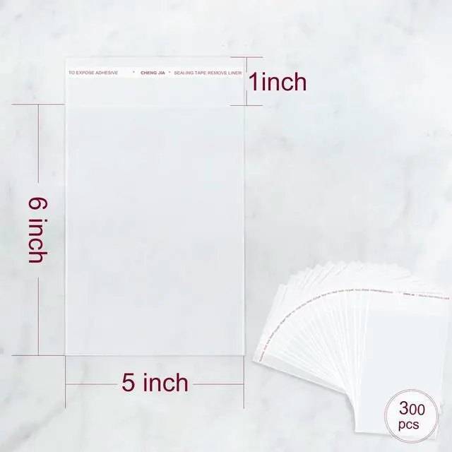 Alt view image 2 of 7 - 300PCS Clear Self Sealing Cellophane Bags - Cookie, Candy & Bread Bags (5x6 Inches)