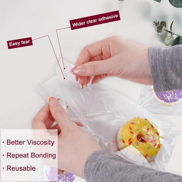 Alt view image 4 of 7 - 300PCS Clear Self Sealing Cellophane Bags - Cookie, Candy & Bread Bags (5x6 Inches)