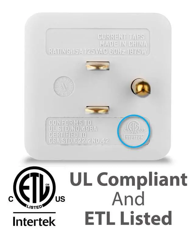 Alt view image 5 of 6 - 3-Outlet Extender, Fosmon 90 Degree Plug Outlet Adapter, Right Angle Power Plug Adapter 3 Prong, 3 Way Power Splitter Cube Tap, Cruise Essentials, for Home, Dorm, or Travel, Grounded, ETL Listed-3PACK