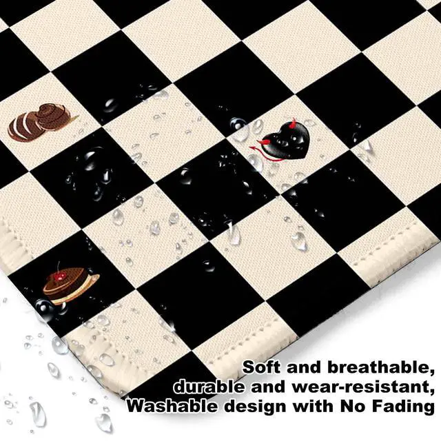 Alt view image 5 of 6 - 2pcs Pink and Black Checkered Square Mouse Pad with Non-Slip Rubber Base,Home Office Decoration Desktop Accessory, Laptop Mouse Pad for Office Laptops,9.4x7.8x0.12in