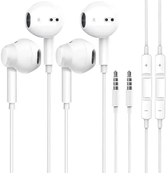 Main image of 2Pack Wired Earbuds, with Microphone and Volume Control,3.5mm in-Ear Earphones/Headphones/Headset with Noise cancelling and Deep bass Compatible with iPhone/iPad/ tablet/Android/Laptops/PC (White)