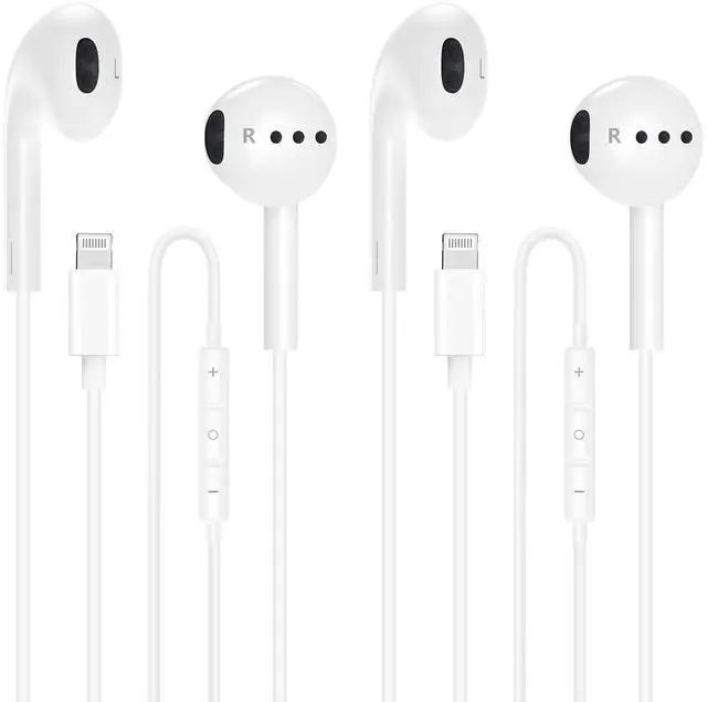 Main image of 2Pack Wired Earbuds for iPhone with Lightning Connector, Hi-Fi Sound Headphones with Built-in Remote to Control Music, Volume and Calling Microphone Compatible with iPhone 14/13/12/11/SE/XR/X/8/7/iPad