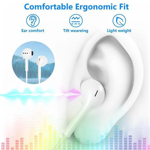 Alt view image 3 of 7 - 2Pack Wired Earbuds for iPhone with Lightning Connector, Hi-Fi Sound Headphones with Built-in Remote to Control Music, Volume and Calling Microphone Compatible with iPhone 14/13/12/11/SE/XR/X/8/7/iPad