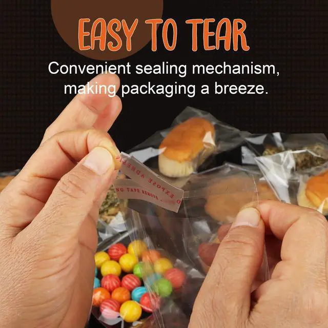 Alt view image 3 of 7 - 200Pcs Cookie Bags, Self Sealing Cellophane Bags 4x6 Inches, Resealable Treat Bags for Cookies, and Party Favors Bag.