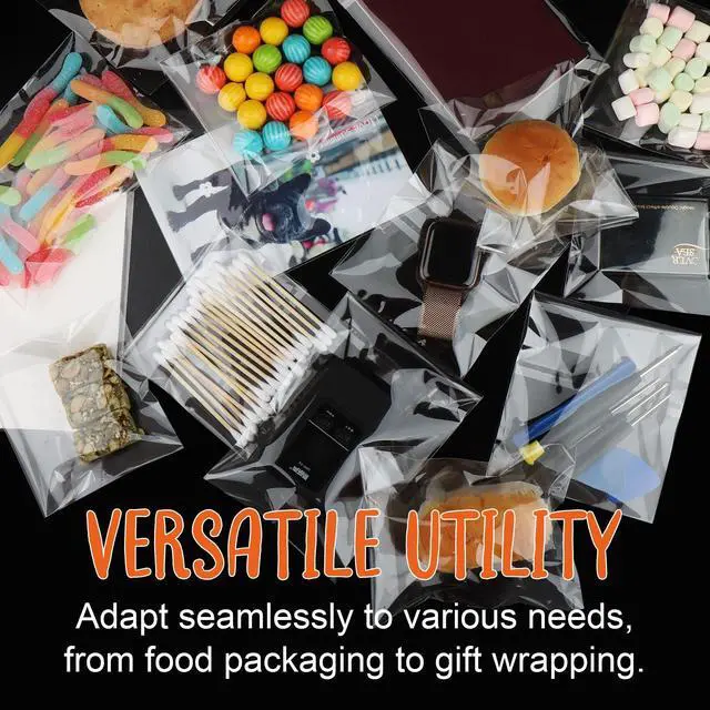 Alt view image 5 of 7 - 200Pcs Cookie Bags, Self Sealing Cellophane Bags 4x6 Inches, Resealable Treat Bags for Cookies, and Party Favors Bag.