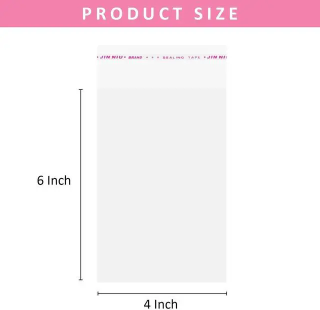 Alt view image 2 of 7 - 200 Pack Sealing Cellophane Bags - Clear Cookie Bags Resealable, Self Adhesive for Packaging Gifts, Cookies - Candy Bags, Jewelry Bags, Sample Bags - 4X6 Inch