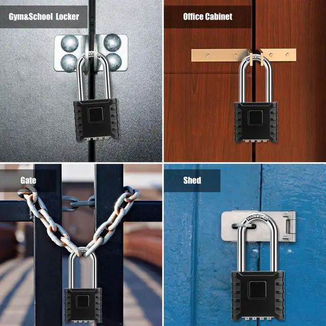 Alt view image 7 of 7 - 2.3in Long Shackle Combination Padlock, Diyife Heavy Duty Outdoor Lock