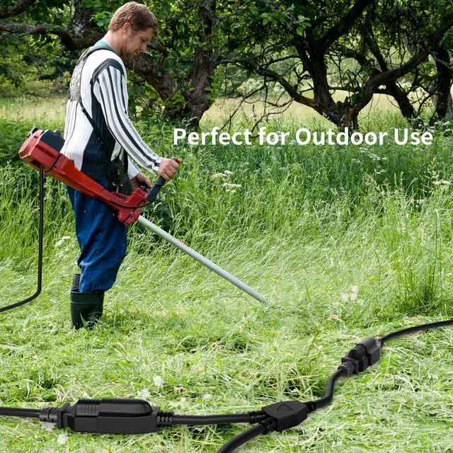 Alt view image 2 of 7 - 2 Way Power Cord Splitter Cable 3 Ft-3 Prong 1 to 2 Extension Cord-Outlet Saver-Elecan Male to Female Y Splitter Power Extension Cable StripUL Certified SJTW 16 Gauge 13 A/125 VBlack